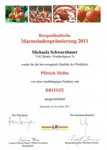 Bronzemedaille Schwarzbauer Pfirsich-Melba 2011