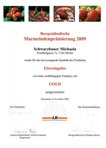 Goldmedaille Schwarzbauer Eisweingelee 2009