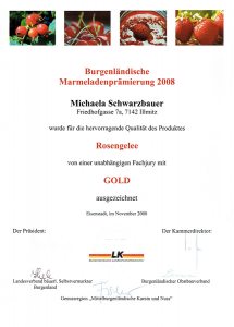 Goldmedaille Schwarzbauer Rosengelee 2008